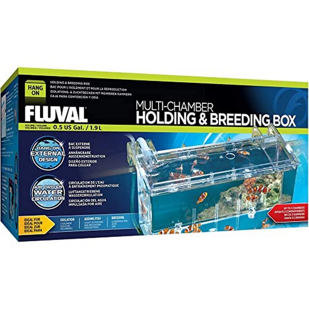 Marina Fluval caja multi-cámara cría grande junto al acuario