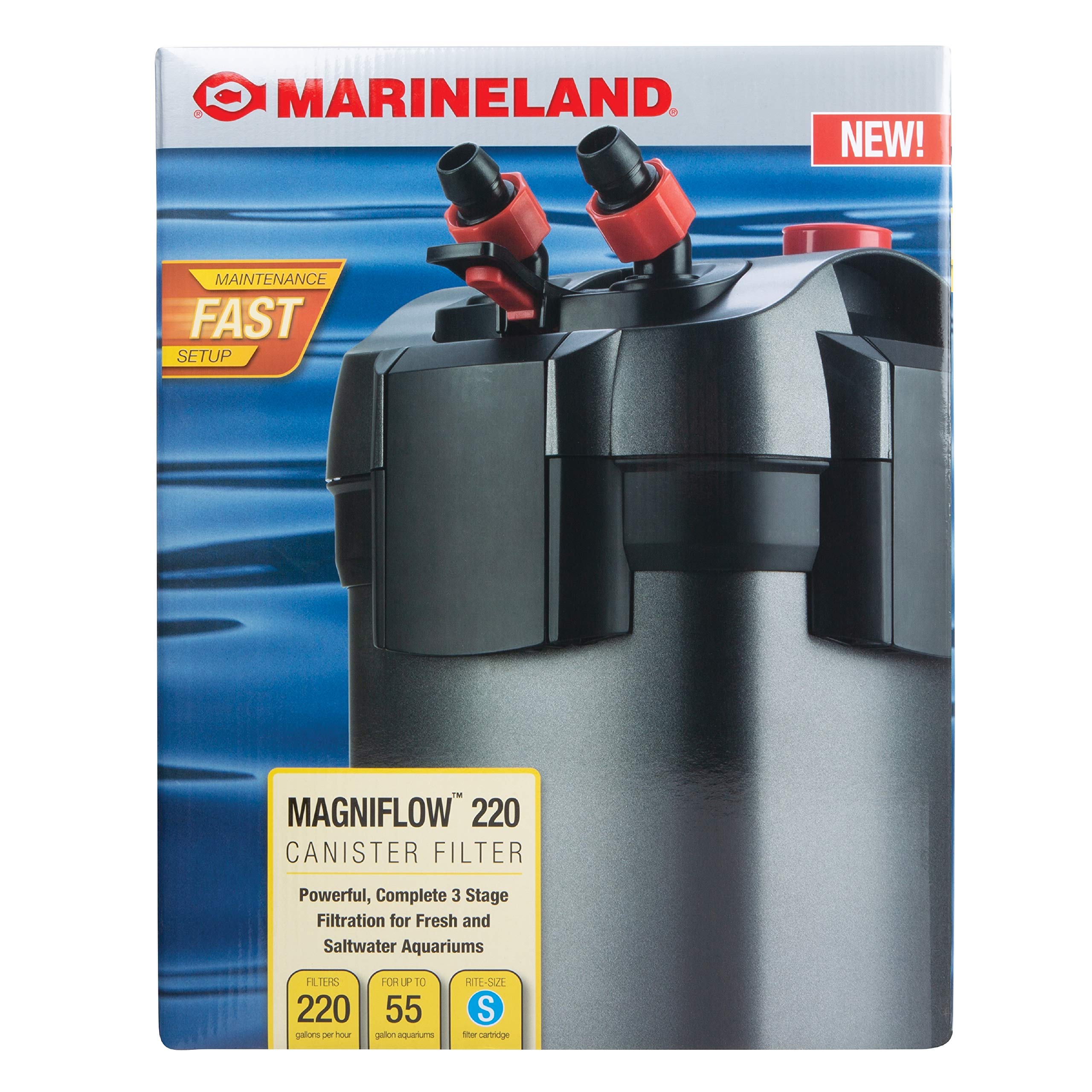 MarineLand Magniflow 220GPH, tapa cierre hermético para mantenimiento sin derrames.