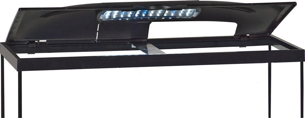 Tapa de acuario MarineLand con LED para iluminación eficiente y fácil mantenimiento.