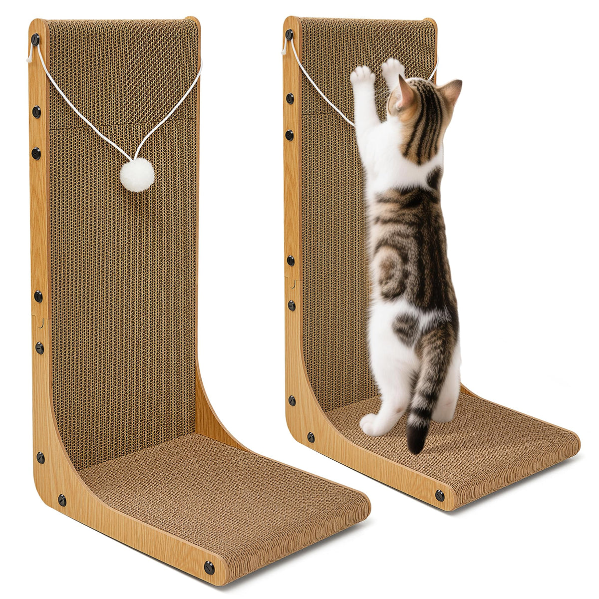 Markarbarka rascador L en cartón para gatos, uso vertical para estiramiento y juego