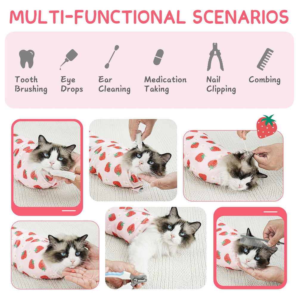 Marnonsis Cat Wrap ajuste seguro y adaptable, mantiene al gato seguro.