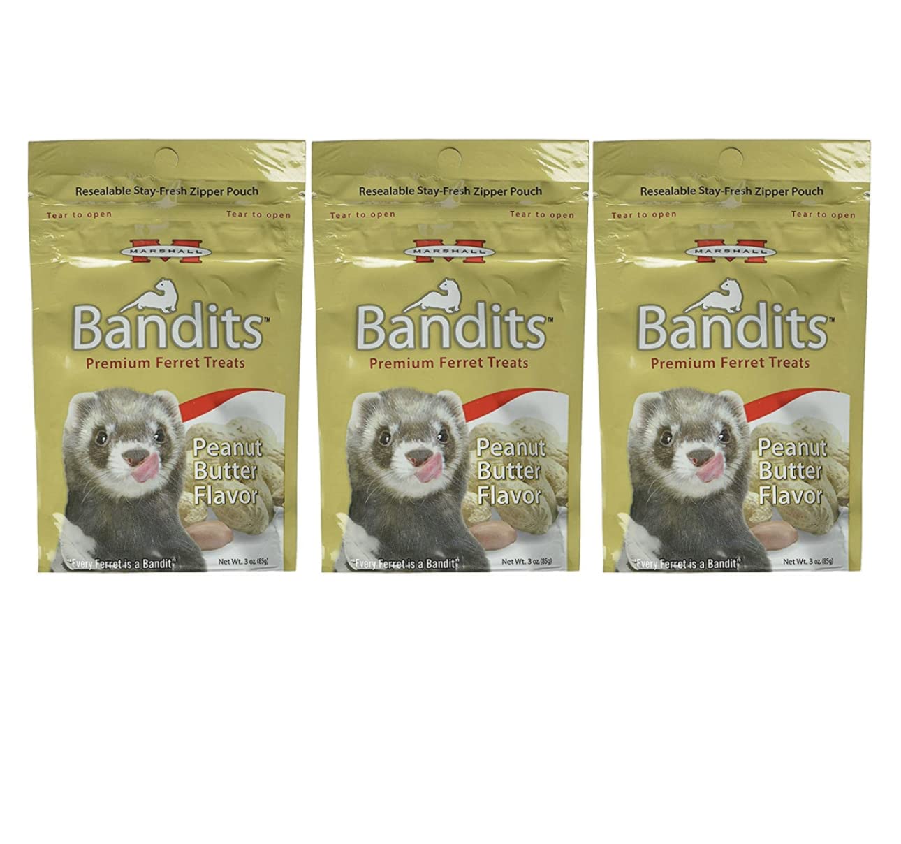 Bandits de Marshall para hurones: sabor mantequilla de maní, ideal para entrenamiento y vínculo diario