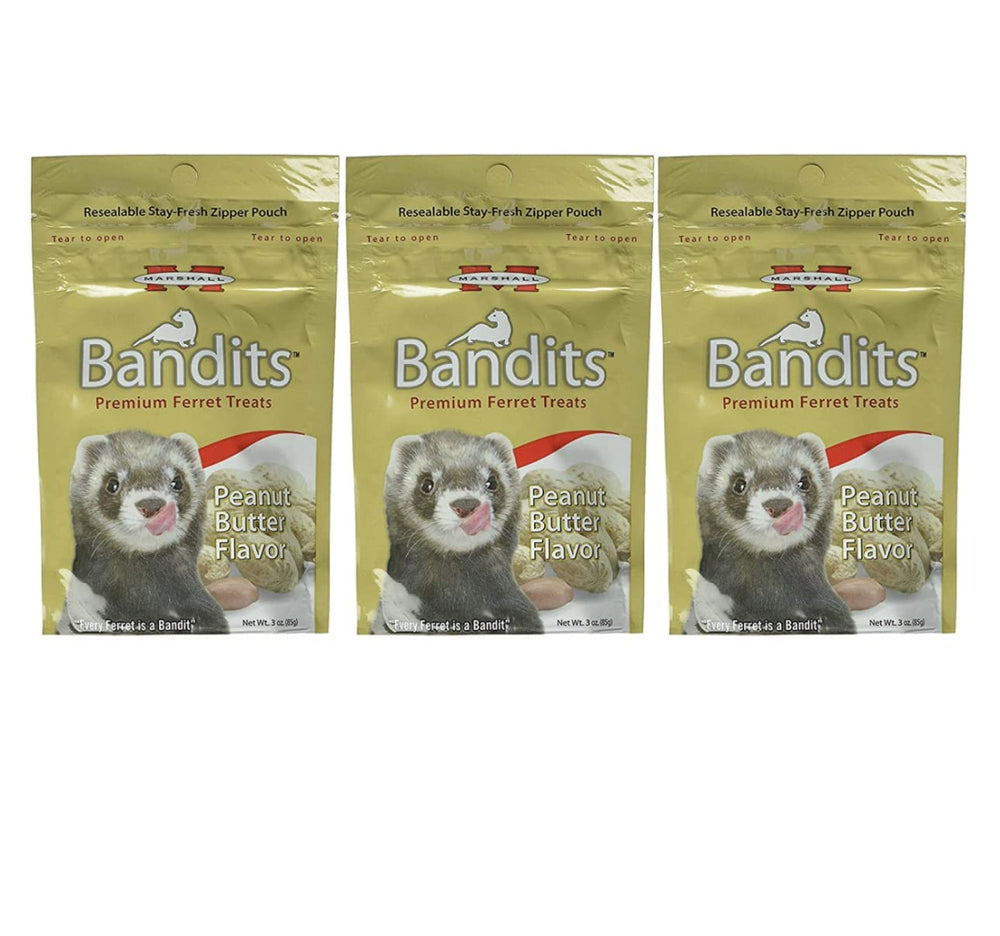 Bandits de Marshall para hurones: sabor mantequilla de maní, ideal para entrenamiento y vínculo diario