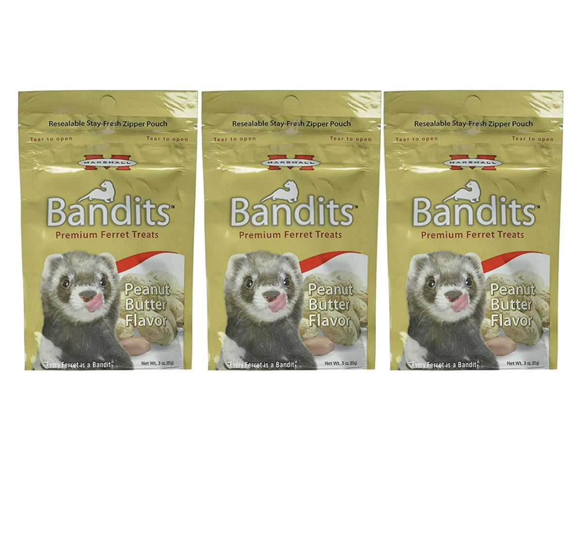 Bandits de Marshall para hurones: sabor mantequilla de maní, ideal para entrenamiento y vínculo diario