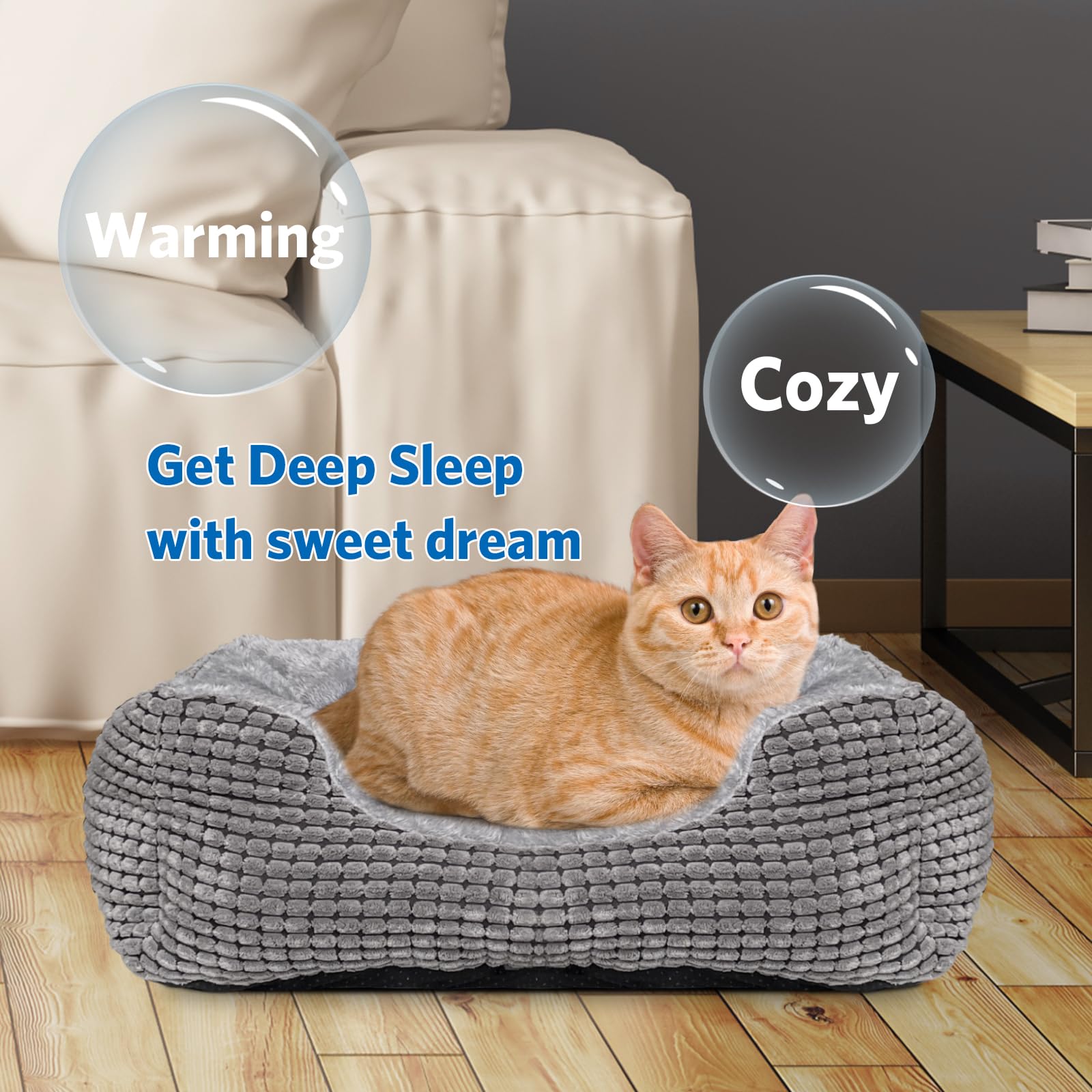 MARUNDA cama para gatos con protección contra sobrecalentamiento para seguridad.