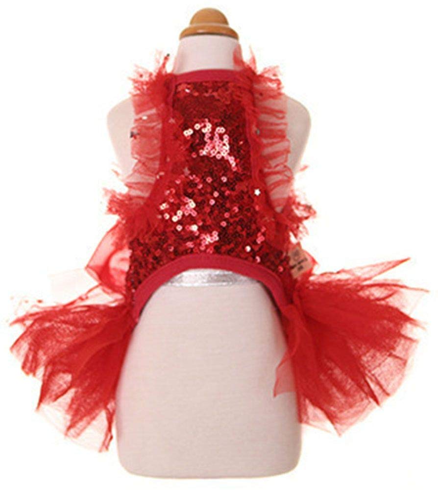 Falda tutu con encaje rojo para cachorrito, uso en eventos elegantes