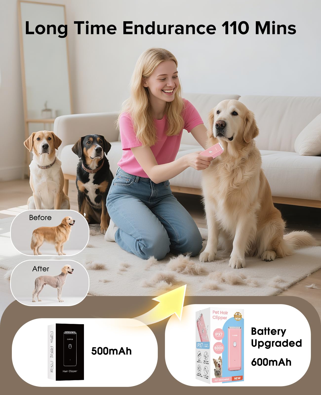 Marvljojo cortapelos para perro mediano, manejo ergonómico durante el grooming