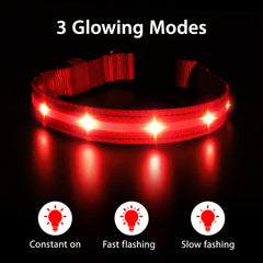 MASBRILL collar luminoso para perros, tres modos de iluminación para distintas situaciones.