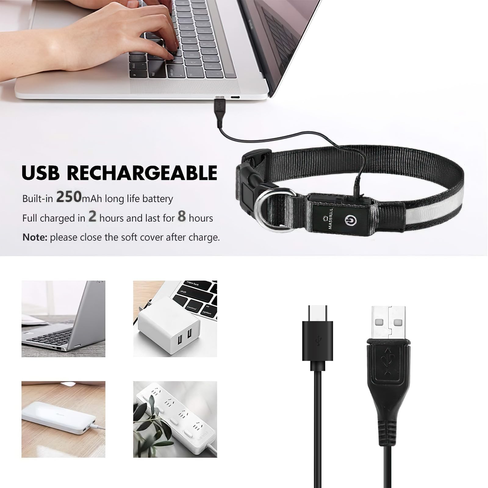 MASBRILL collar para caminatas nocturnas con alta visibilidad.
