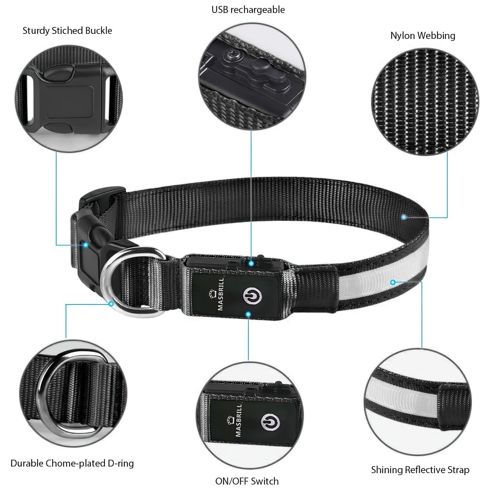MASBRILL collar resistente al agua para todo clima.