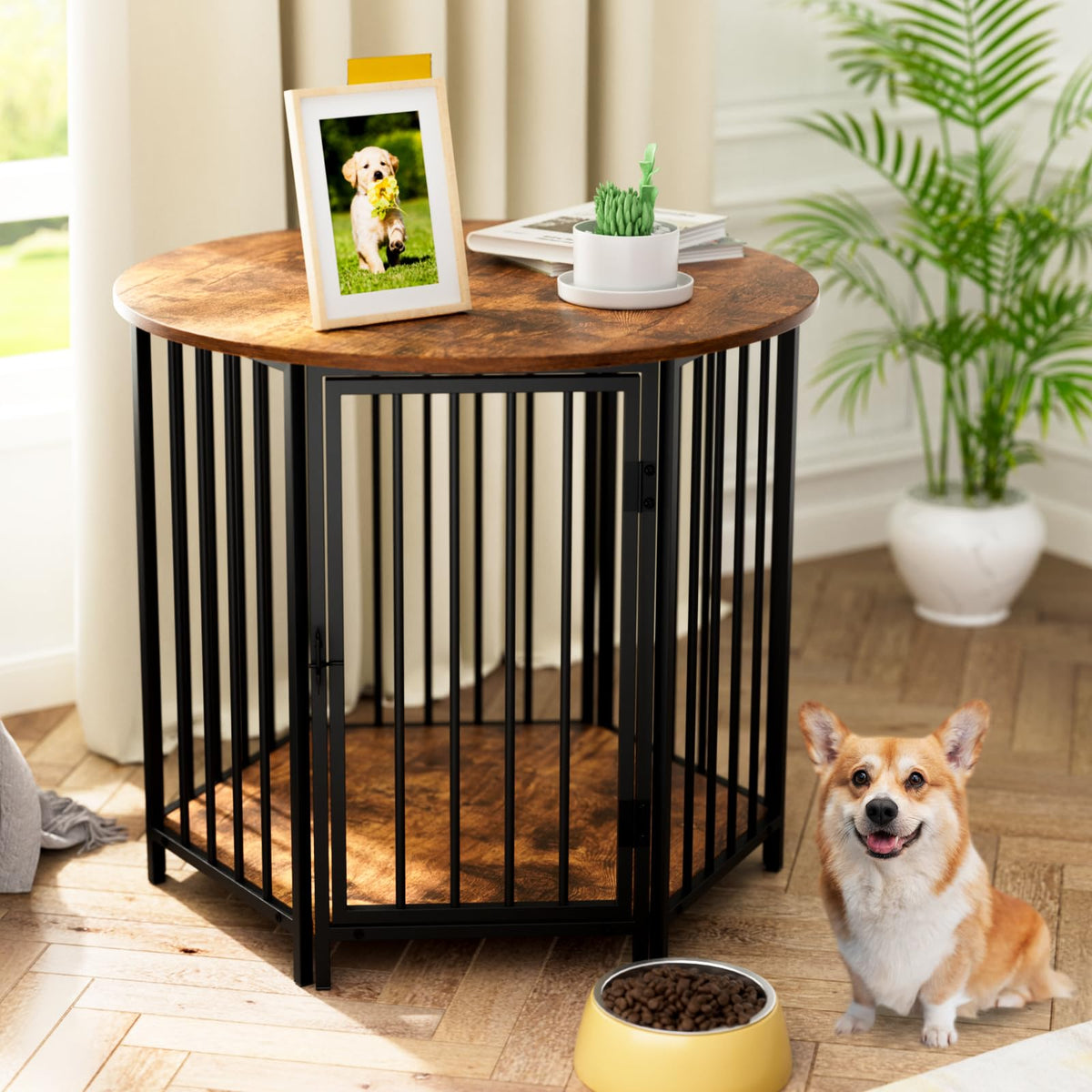 Masigle jaula perro hexagonal: mueble decorativo y práctico para la sala