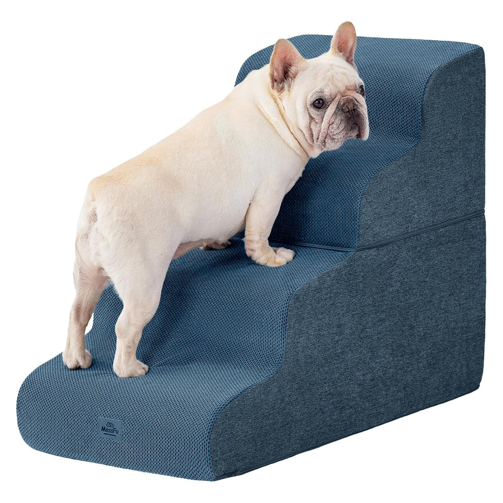 MASSFU escaleras para perros azul marino curvas junto a la cama alta
