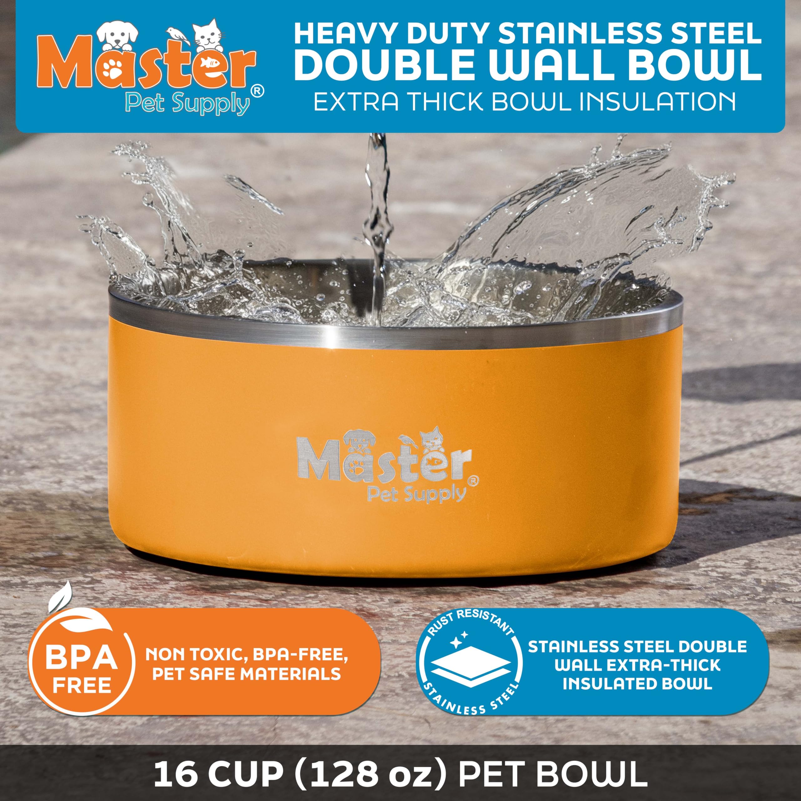 Master Pet Supply tazon-aislado-doble-pared-tazon-perro mantiene agua fría.