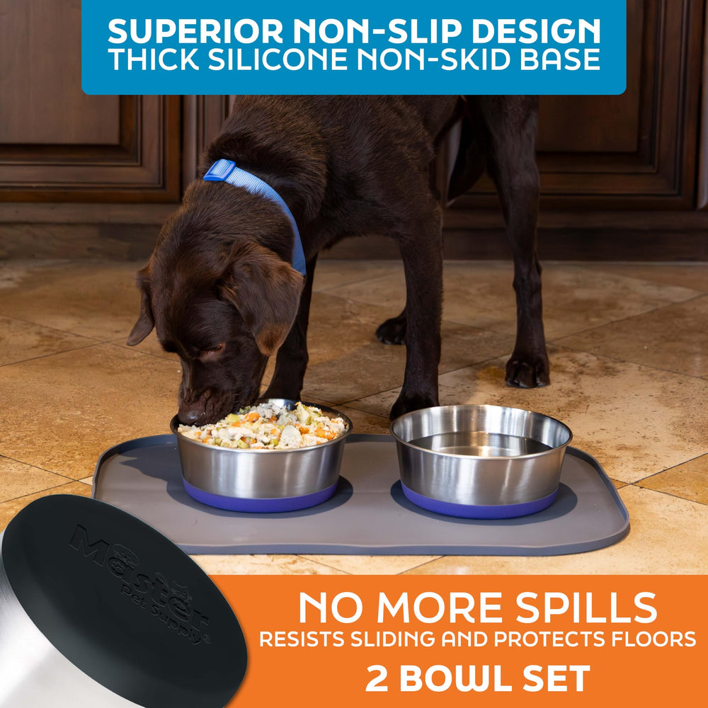 Base-silicona antideslizante en cuencos Master Pet Supply para evitar desorden.
