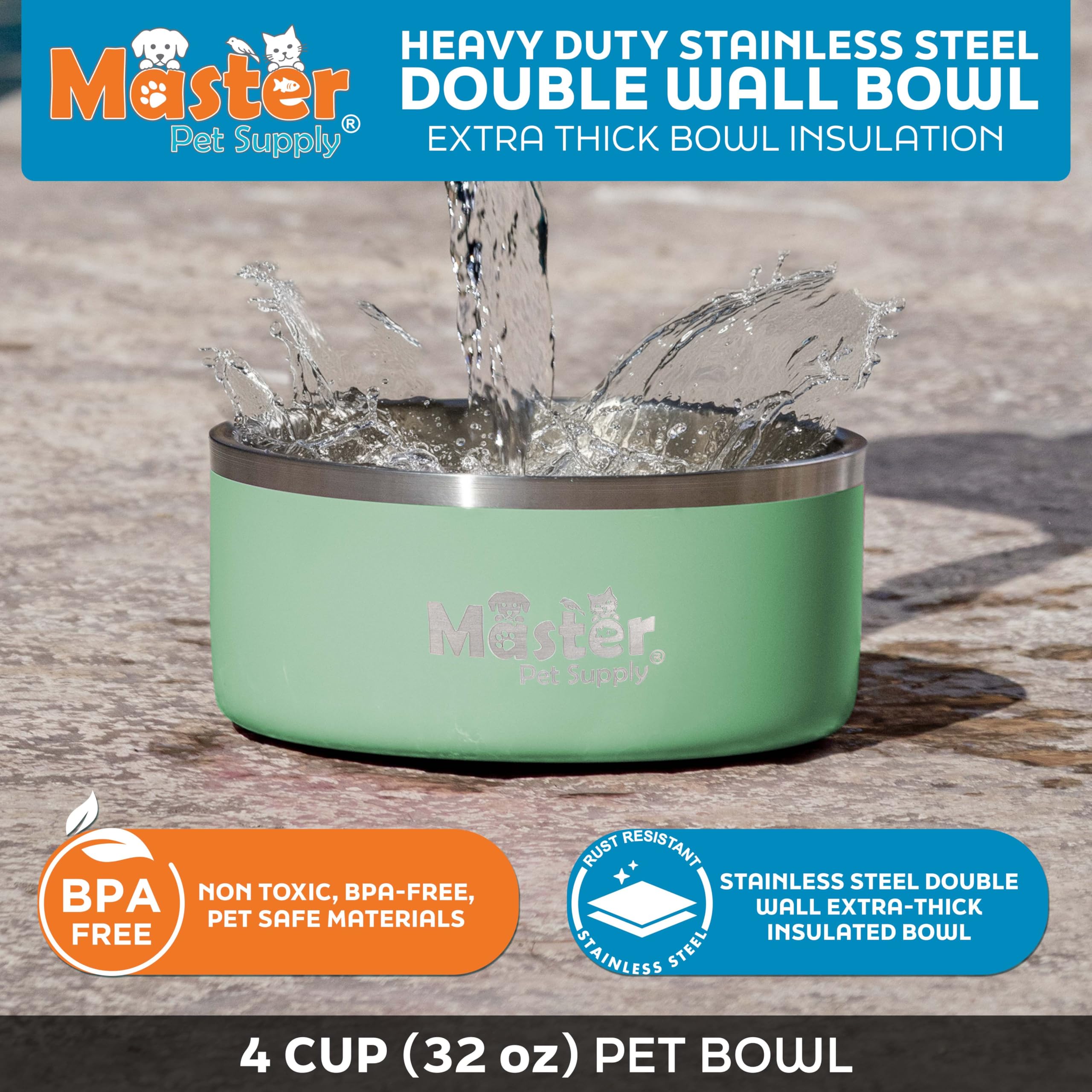 Base antideslizante de Master Pet Supply para evitar derrames durante comidas o juegos.