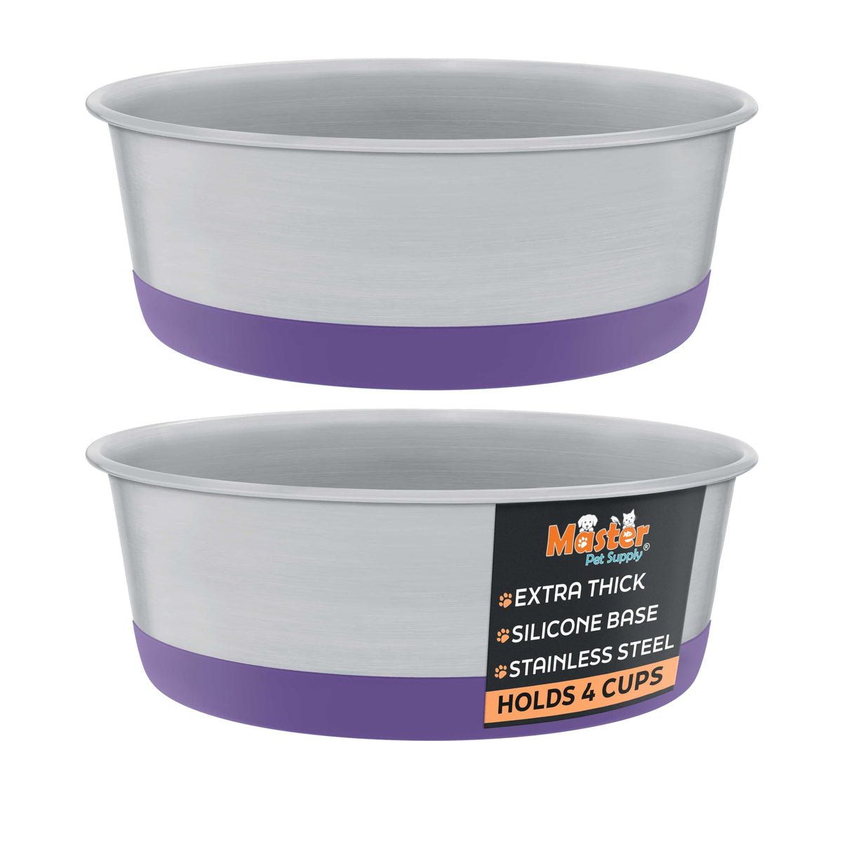 Master Pet Supply cuenco con base de silicona antideslizante y color Plum Crazy para alimentación estable