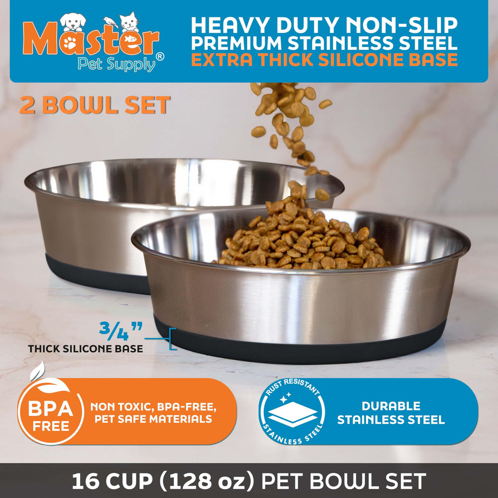 Master Pet Supply: base de silicona antideslizante mantiene los cuencos estables.