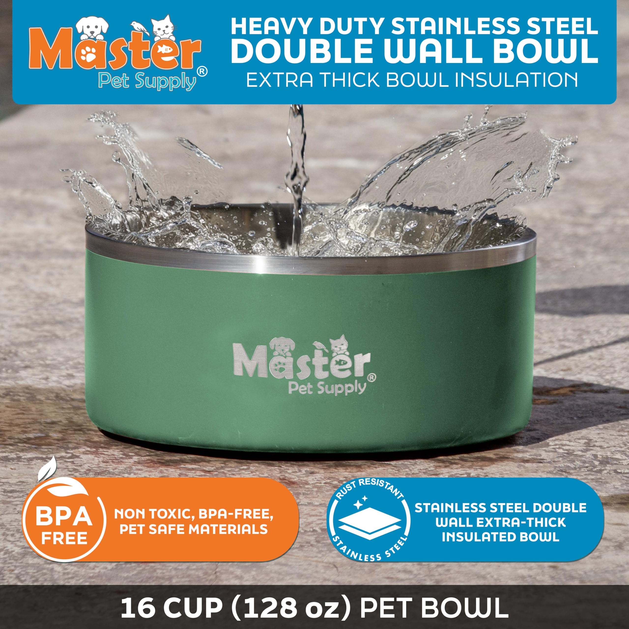 Bebedero anticorrosivo de acero inoxidable Master Pet Supply, duradero.