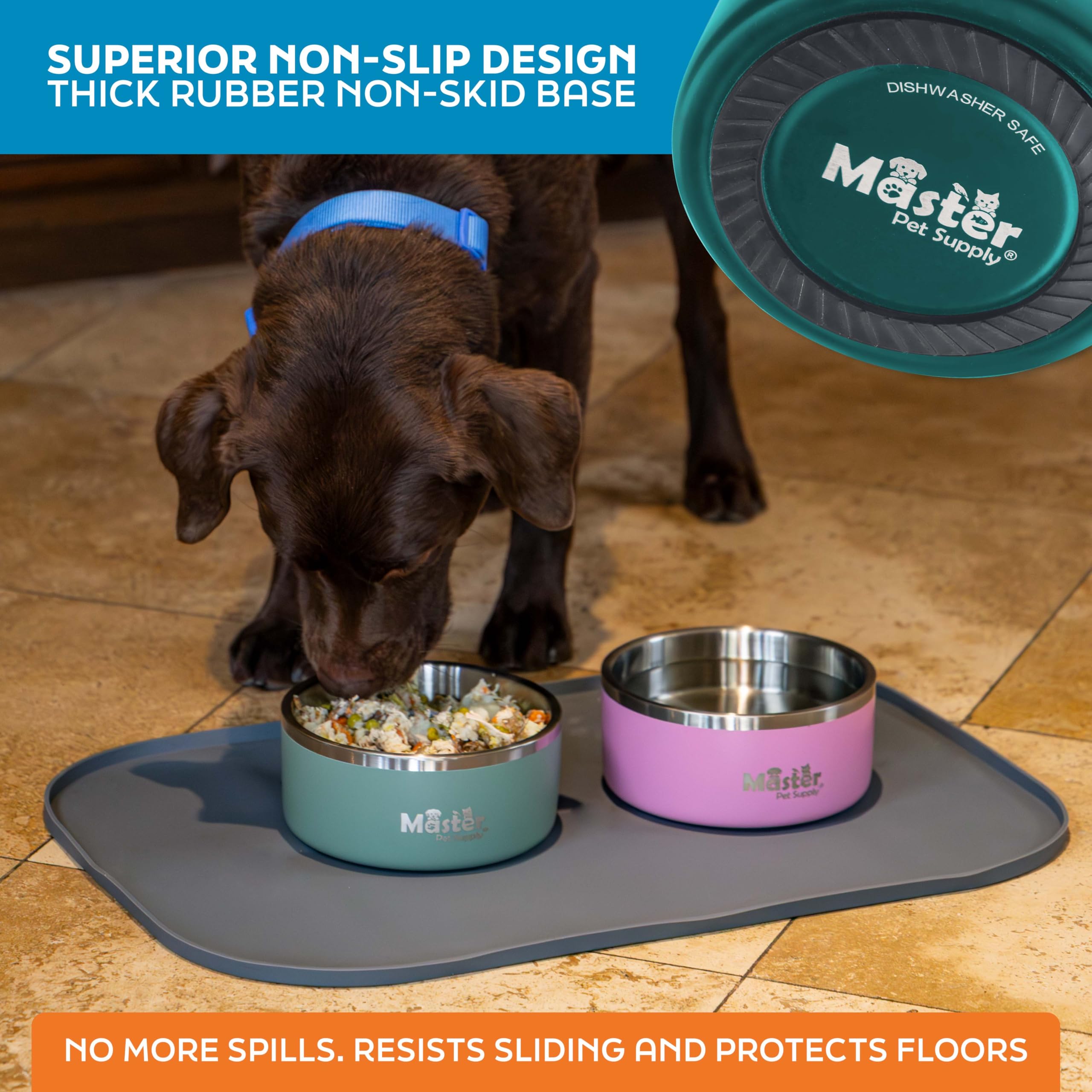 Master Pet Supply bol color Esmeralda Mar, diseño moderno para mascotas.