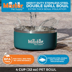 Master Pet Supply bol agua doble pared aislada, mantiene el agua fría.