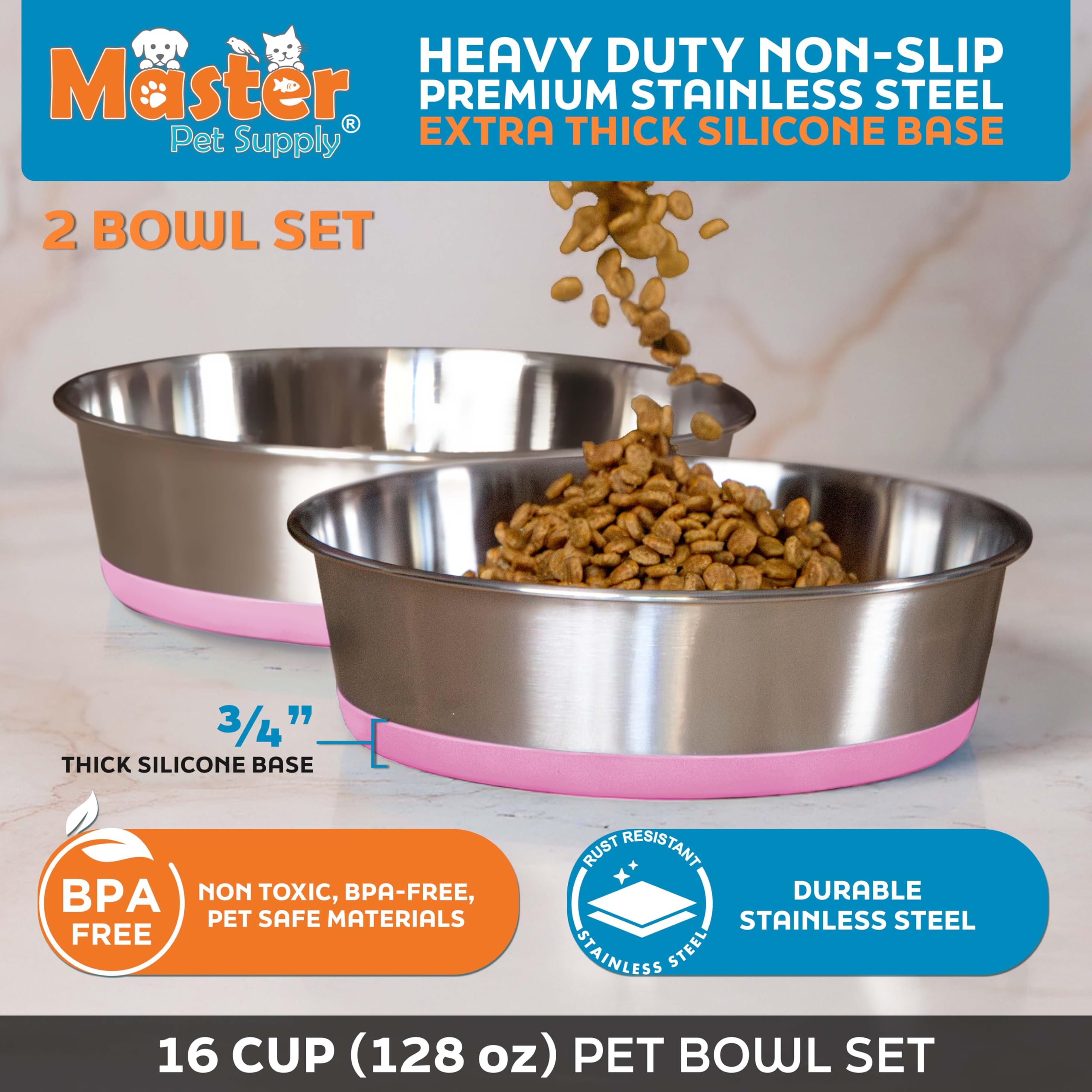 Master Pet Supply: cuenco de 128 onzas en acero inoxidable para mascotas.
