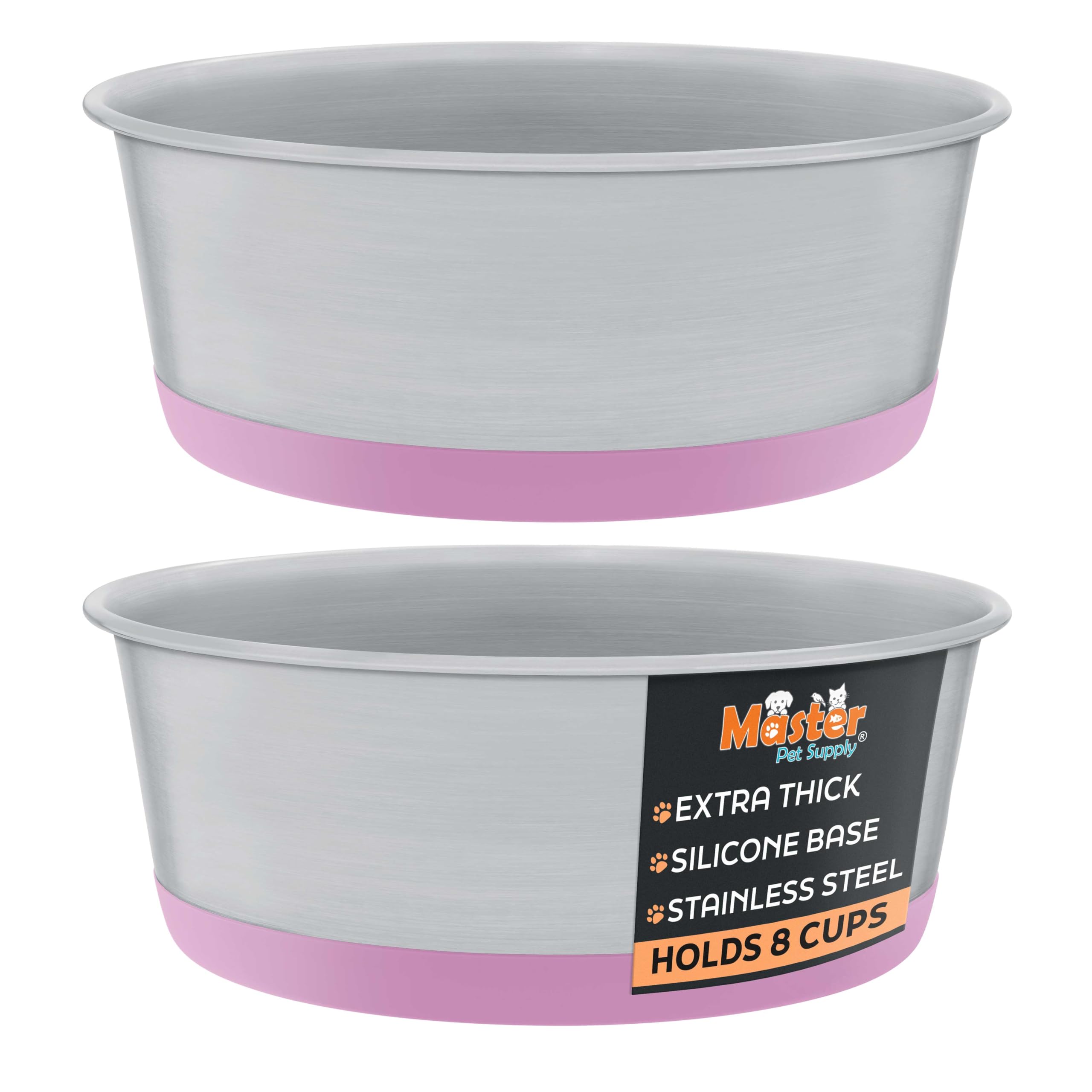 Master Pet Supply comedero de acero inoxidable con base de silicona antideslizante que evita deslizamiento.