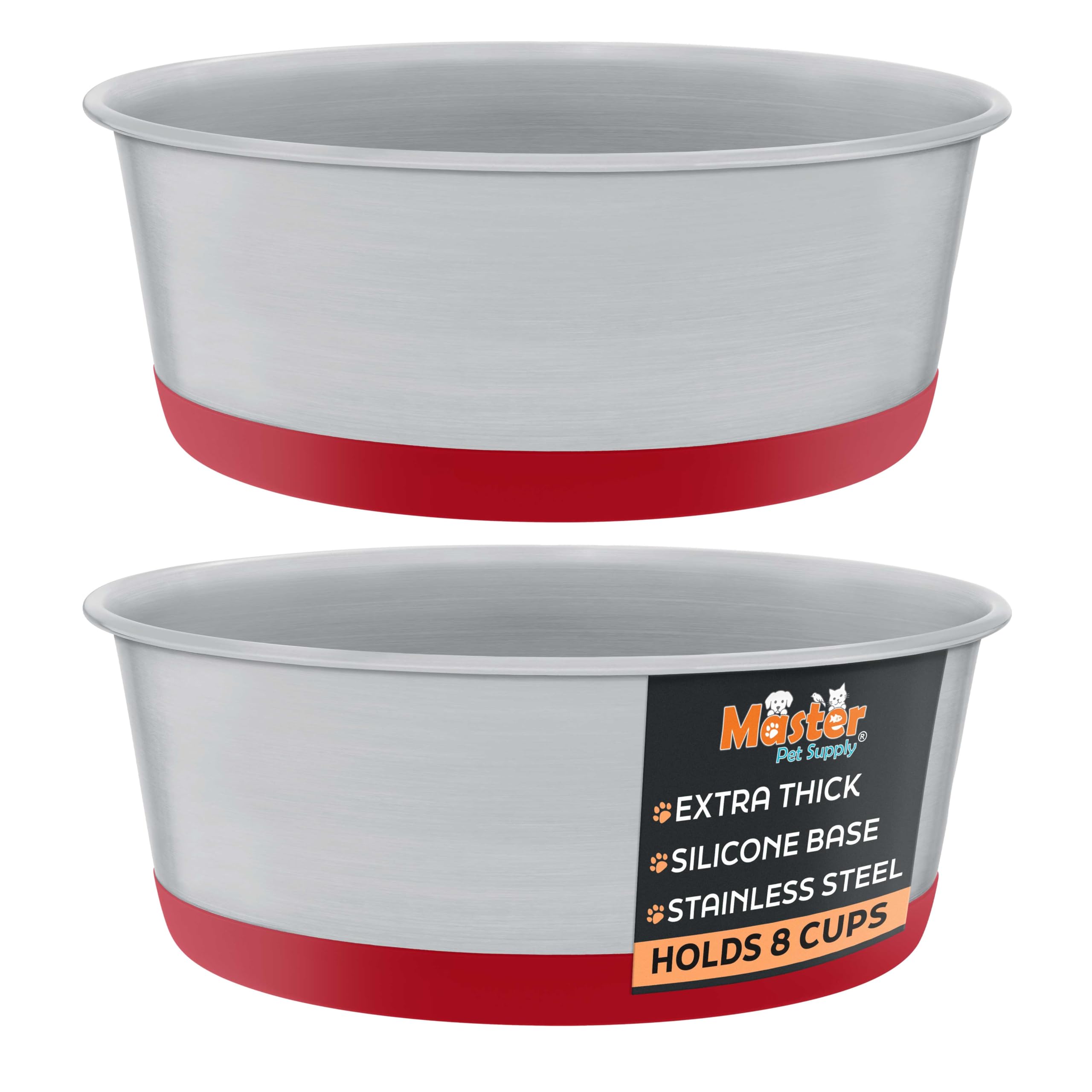 Master Pet Supply comedero inoxidable con base de silicona, duradero y apto para lavavajillas
