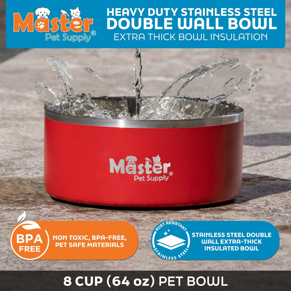 Master Pet Supply Crimson Flame base antideslizante evita derrames y pisos mojados.