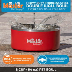 Master Pet Supply Crimson Flame base antideslizante evita derrames y pisos mojados.