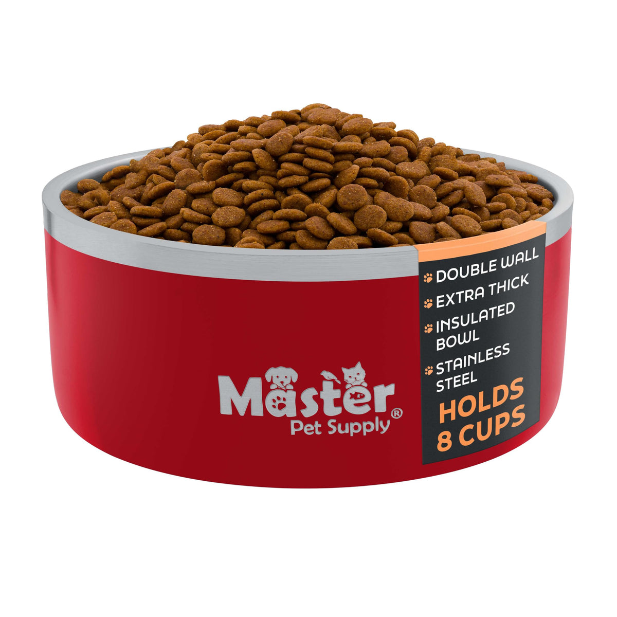 Master Pet Supply Crimson Flame cuenco 64oz para agua estable y duradera.