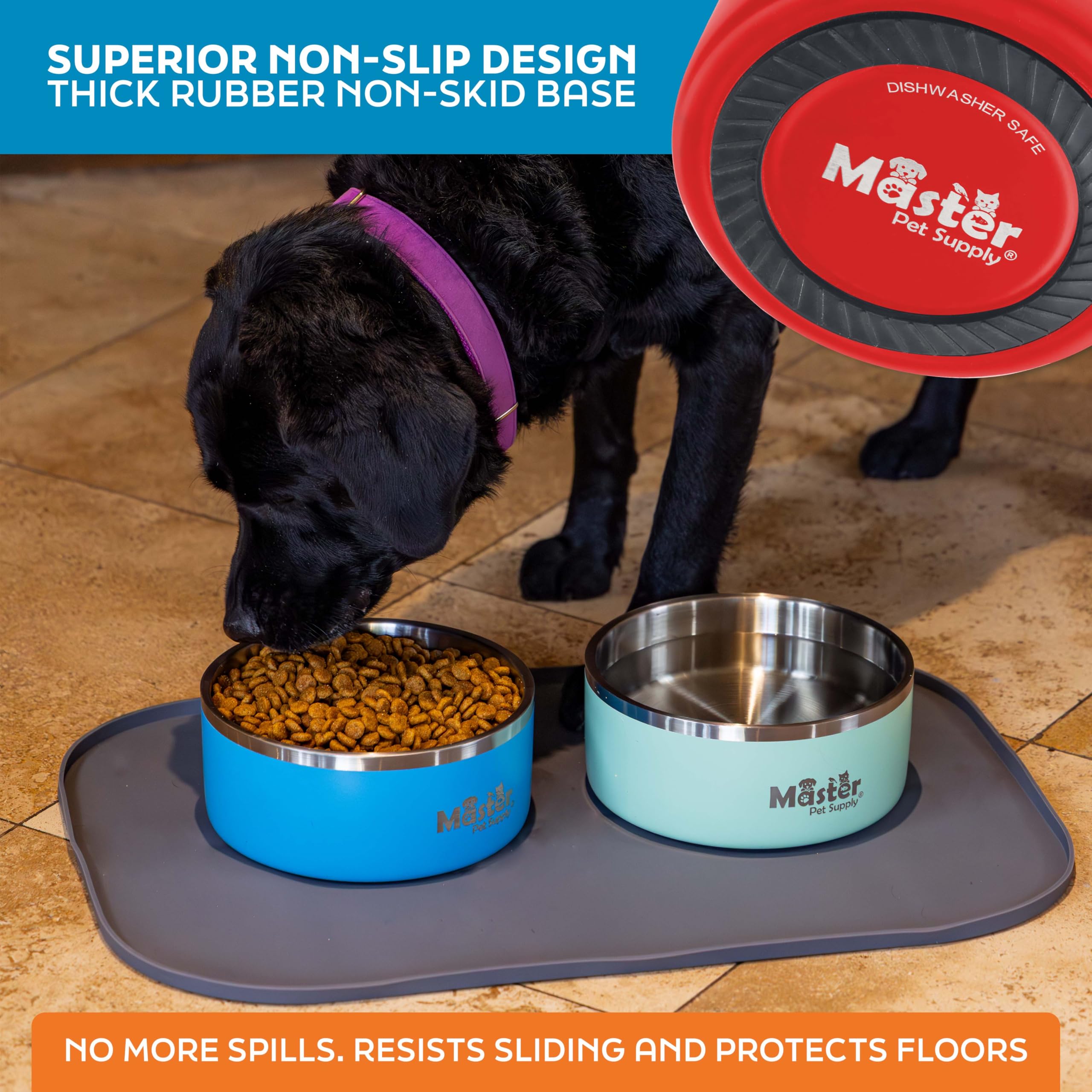 Master Pet Supply Crimson Flame doble pared aislada mantiene el agua fría.