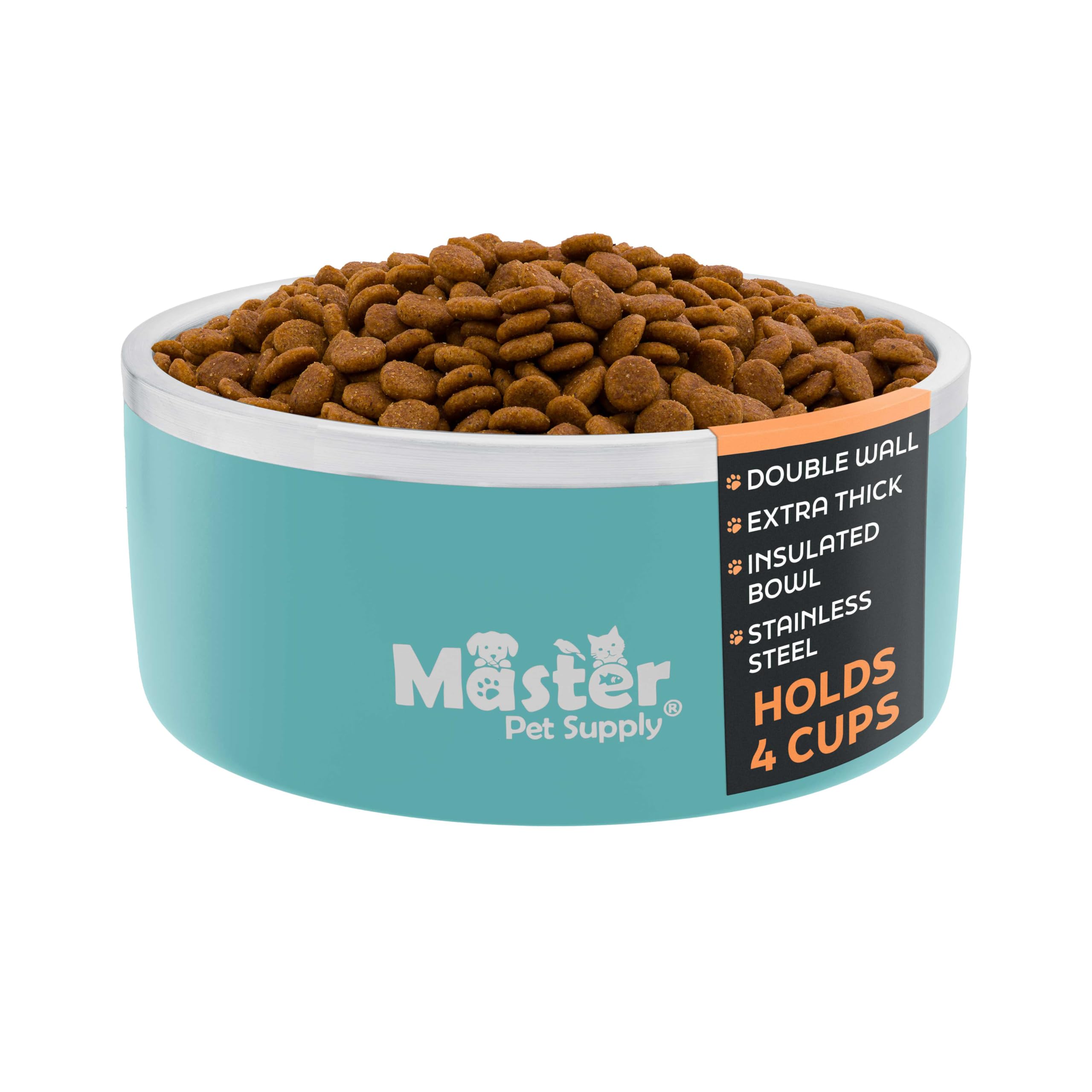 Master Pet Supply cuenco para perros, acero inoxidable 32 oz, azul aguamarina mantiene el agua fresca.