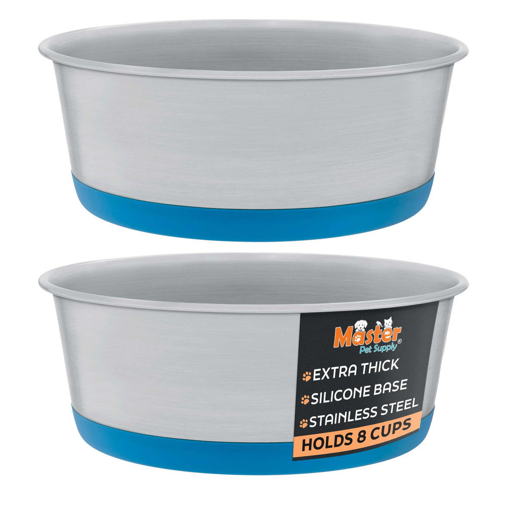 Master Pet Supply cuencos de acero inoxidable doble para perros y gatos, duraderos.