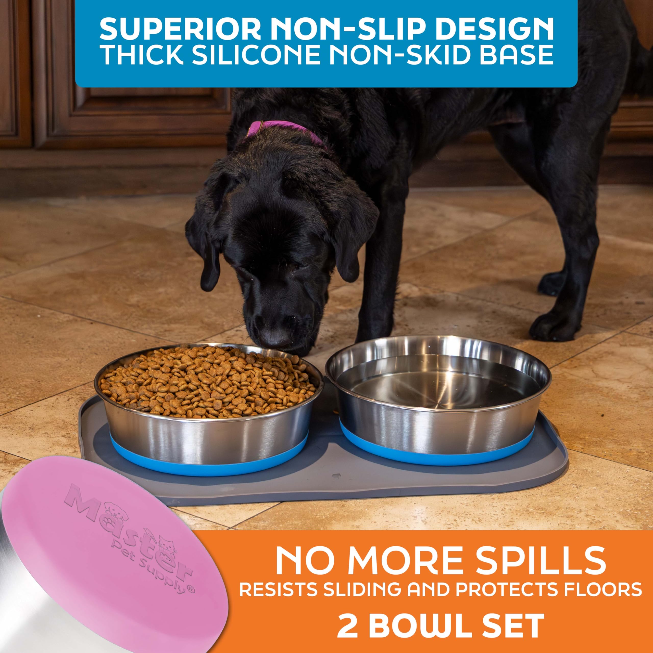 Master Pet Supply: diseño de acero inoxidable resistente y fácil de limpiar.
