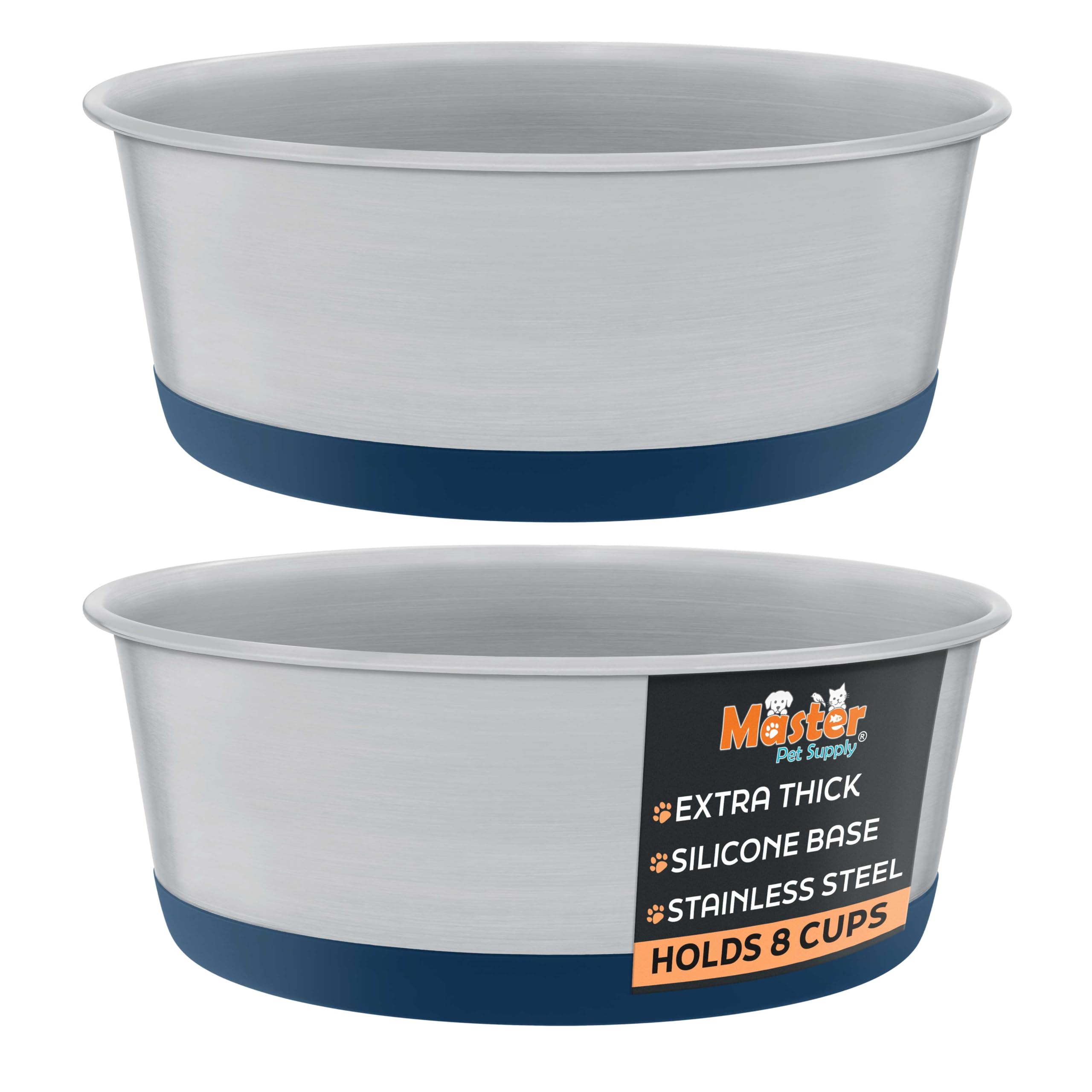 Master Pet Supply: juego de 2 cuencos para perros, acero inoxidable, 64 onzas por cuenco