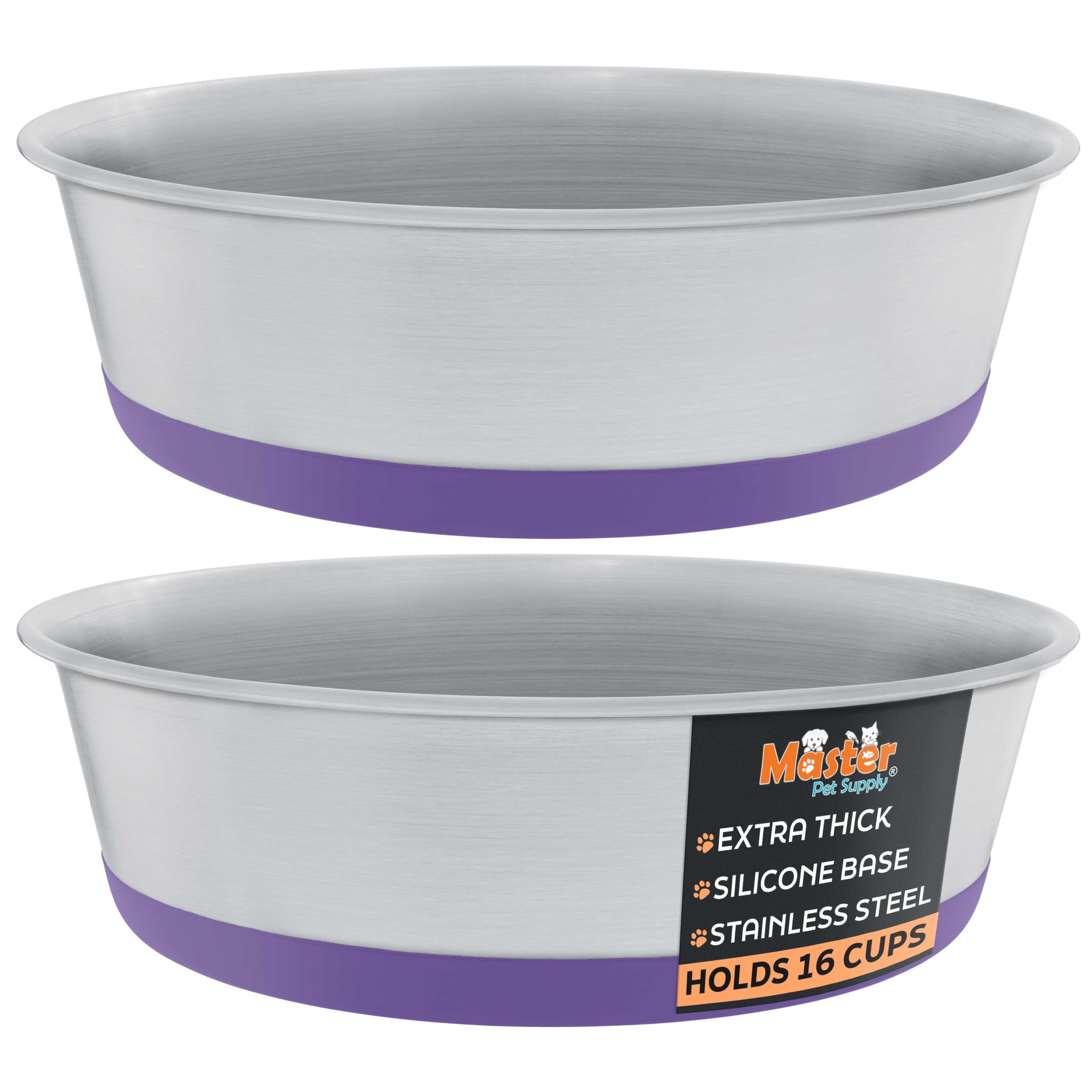 Master Pet Supply, tazones de acero inoxidable para perros, dos piezas duraderas y fáciles de limpiar