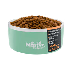 Master Pet Supply tazón de acero inoxidable con pistacho, mantiene el agua fresca para mascotas.