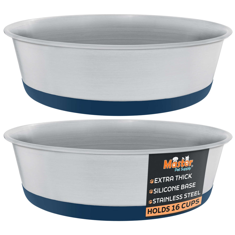 Master Pet Supply tazones de acero inoxidable para perros, dos unidades duraderas.