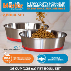 Master Pet Supply tazones acero inoxidable 16 tazas para agua o comida