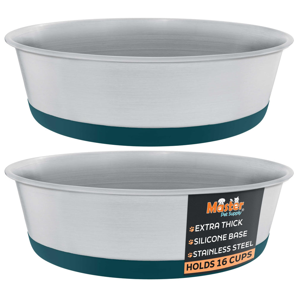 Master Pet Supply tazones de acero inoxidable para perros en oceano-esmeralda, duraderos para uso diario.