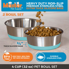 Master Pet Supply tazones antideslizante base silicona, evitan deslizamientos y derrames.