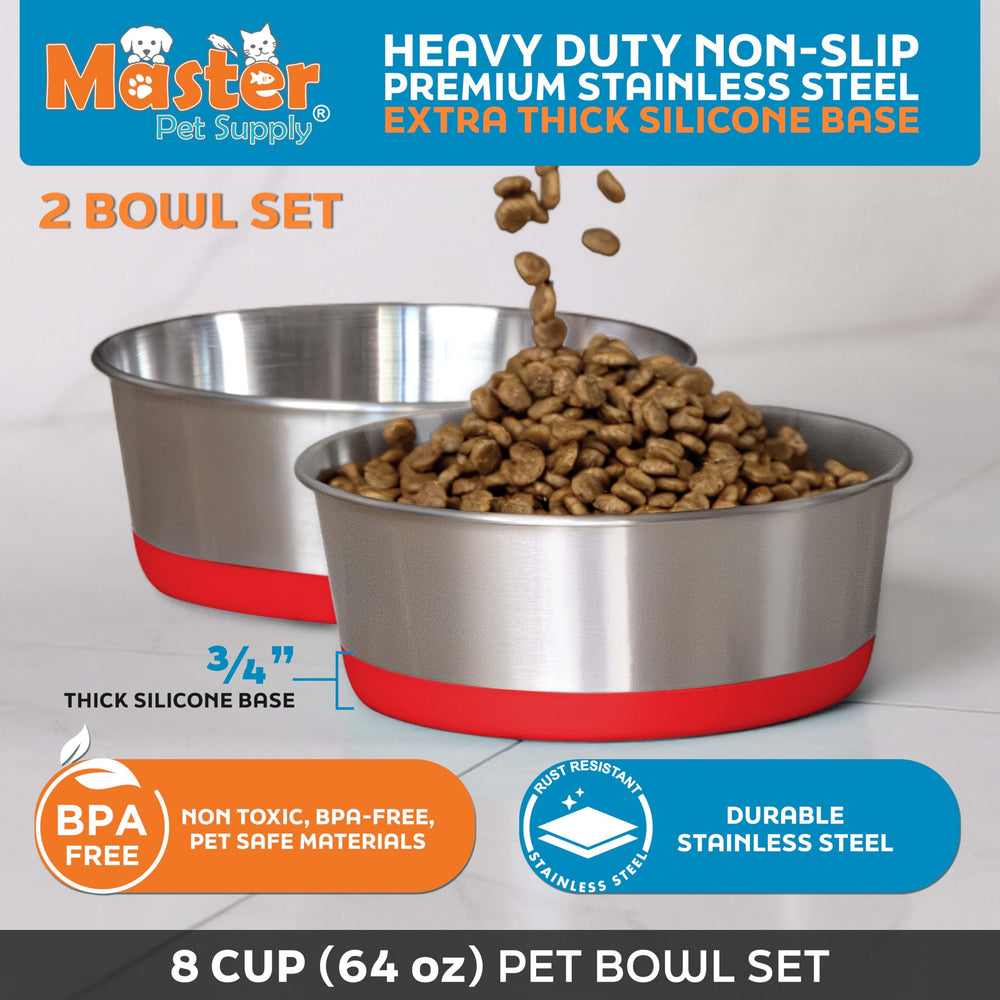 Base de silicona antideslizante de Master Pet Supply mantiene estable el tazón.