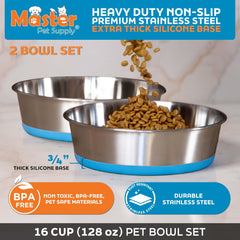 Master Pet Supply base de silicona antideslizante para mayor estabilidad durante las comidas.