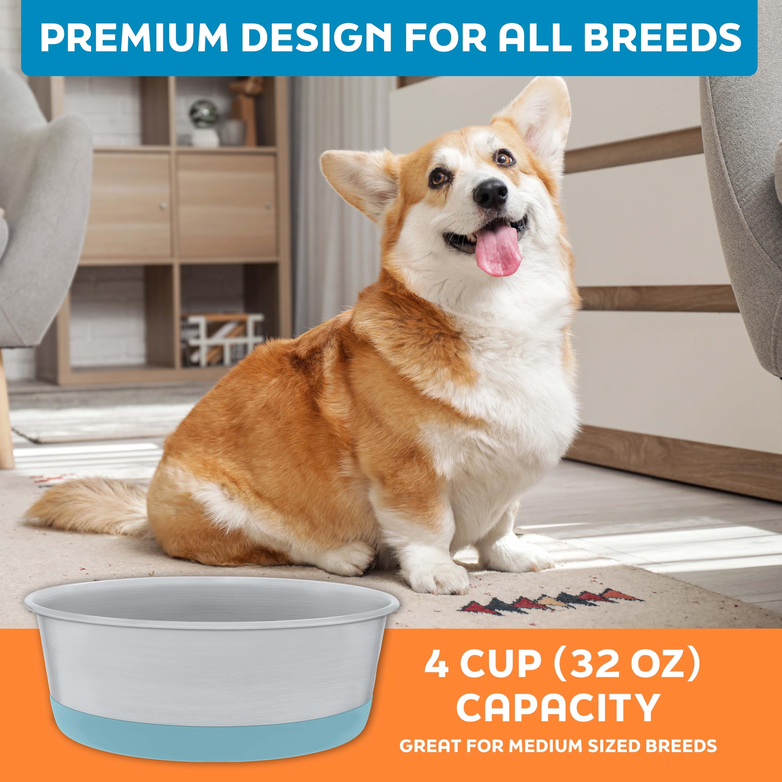 Master Pet Supply tazones con diseño colorido Aqua Sky, estilo que complementa la decoración.