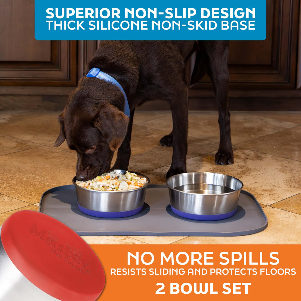 Uso interior y exterior con tazones Master Pet Supply para perros y gatos.