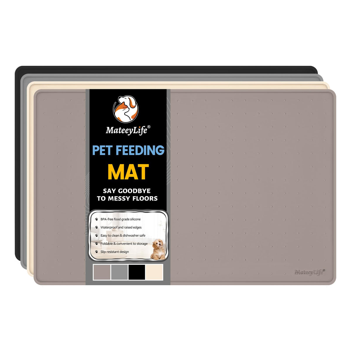MateeyLife: almohadilla antideslizante para perros y gatos con bordes elevados.