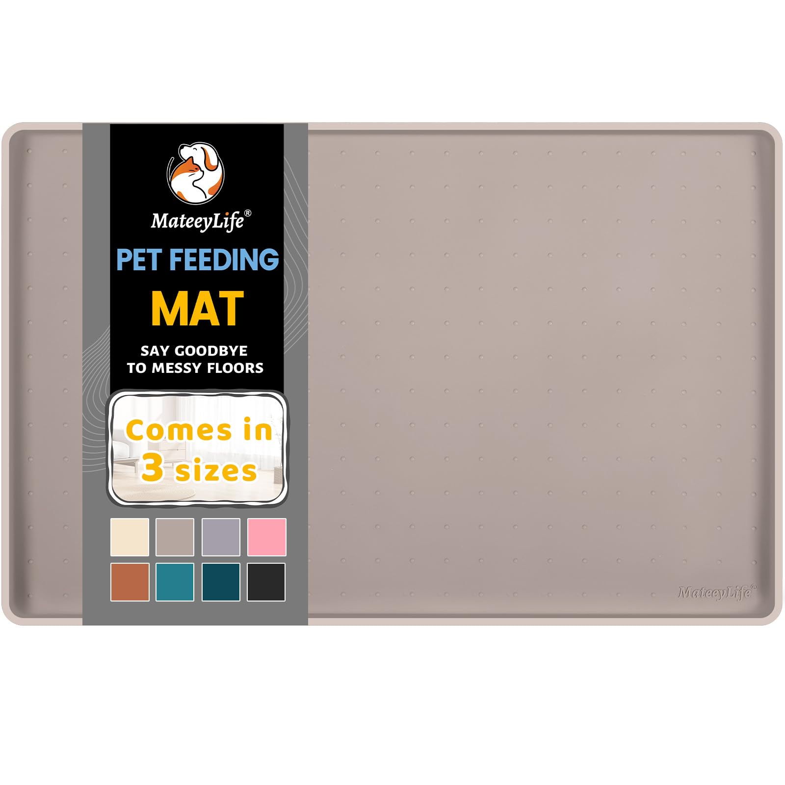 MateeyLife almohadilla para comederos con borde elevado, protege el piso ante derrames.