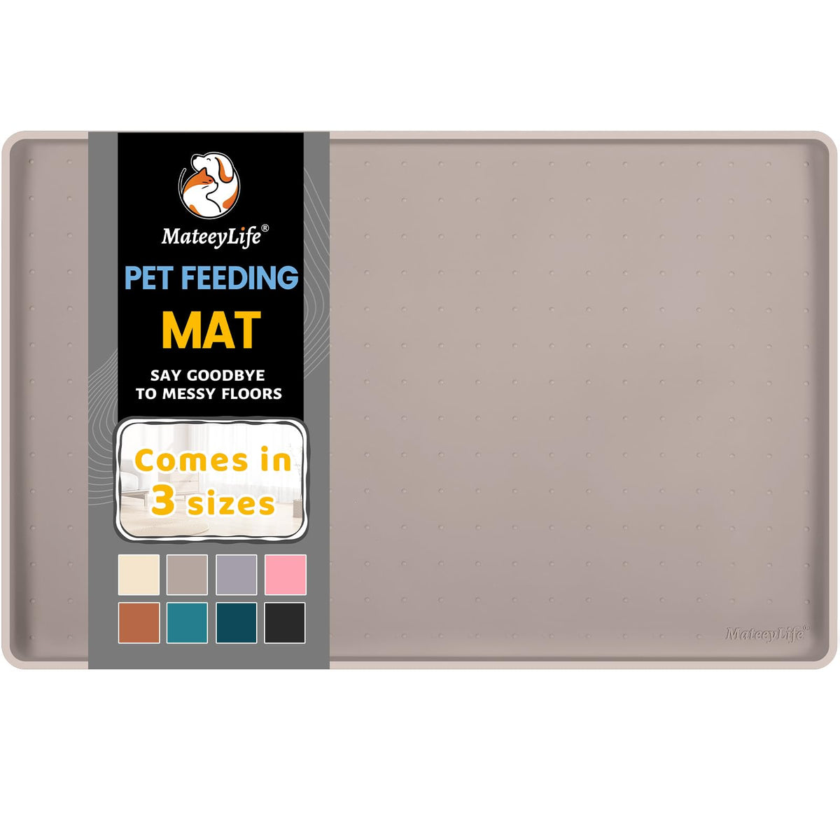 MateeyLife almohadilla para comederos con borde elevado, protege el piso ante derrames.