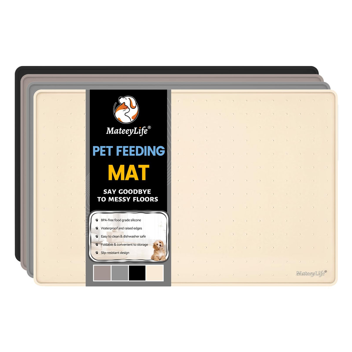 MateeyLife tapete con bordes elevados para evitar derrames durante la comida.