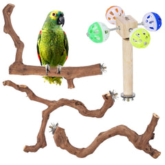 Matutinus conjunto de 4 perchas con base giratoria para pajaros, entretenimiento.